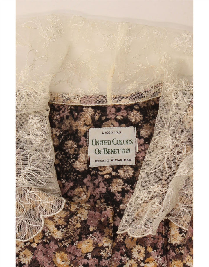 Bluză cămașă pentru femei BENETTON UK 12 Maro Mediu Floral