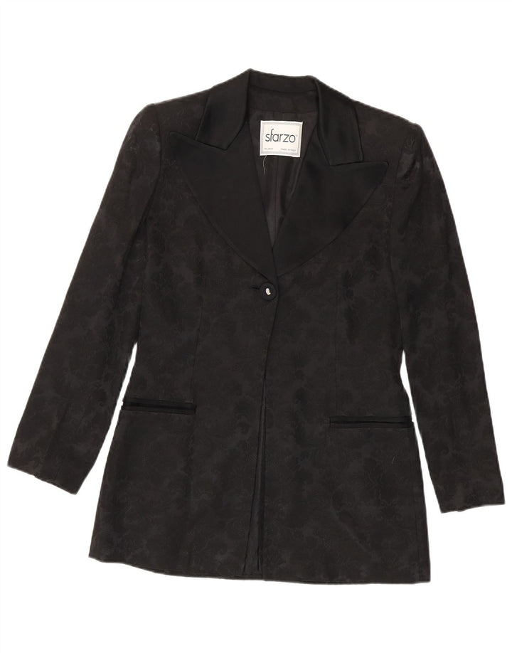 Sfarzo Jachetă Blazer Femei 1 Buton IT 42 Medium Negru Floral Acrilic