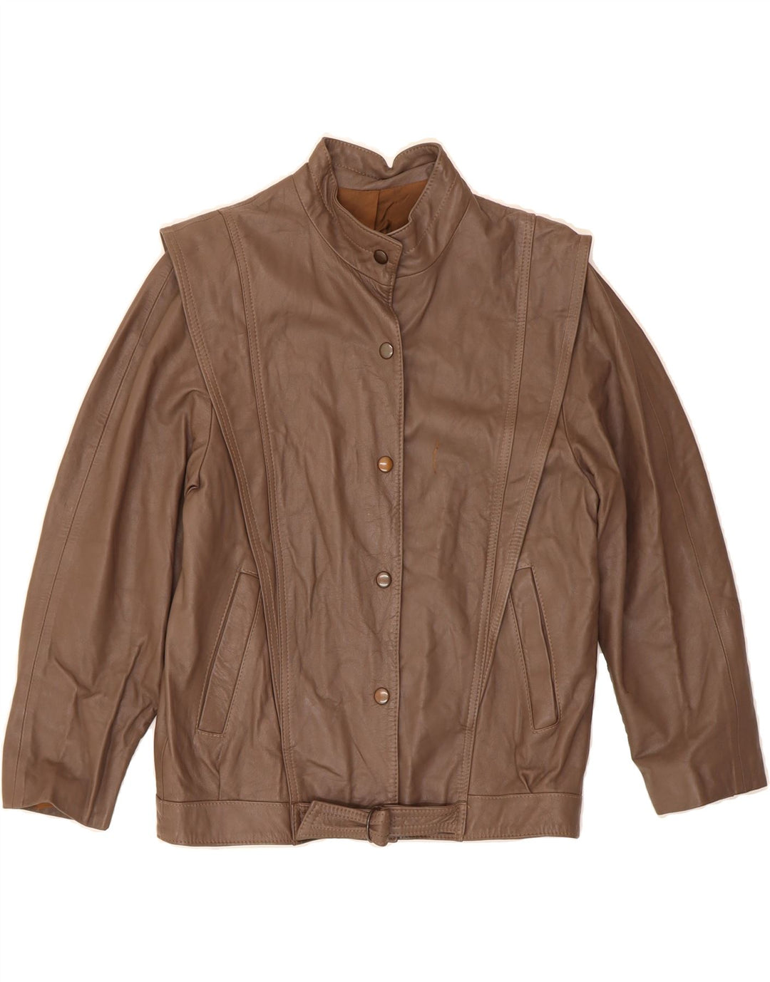 JULIAN VARD Womens Leather Jacket UK 10 Small Brown Leather Vintage Julian Vard and Second-Hand Julian Vard from Messina Hembry 