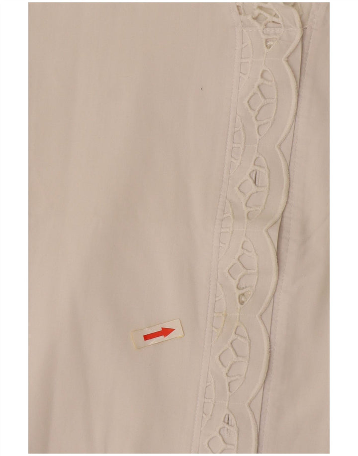 Bluză cămașă vintage pentru femei cu mânecă scurtă EU 38 Medium White