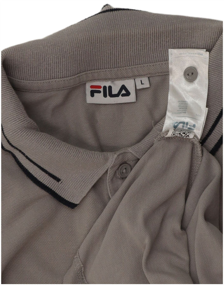 Tricou polo cu mânecă lungă Fila pentru bărbați, bumbac gri mare