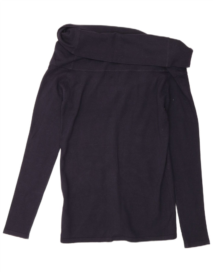 Top femeie Zara cu mânecă lungă UK 14 mare, bleumarin, viscoză