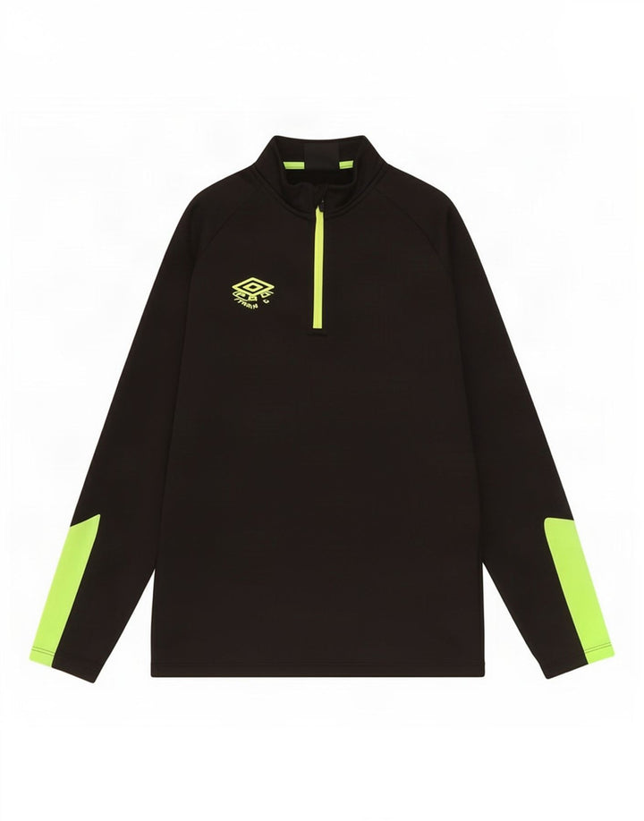 Umbro Băieți Top cu fermoar cu mânecă lungă 9-10 ani, mediu negru, color block