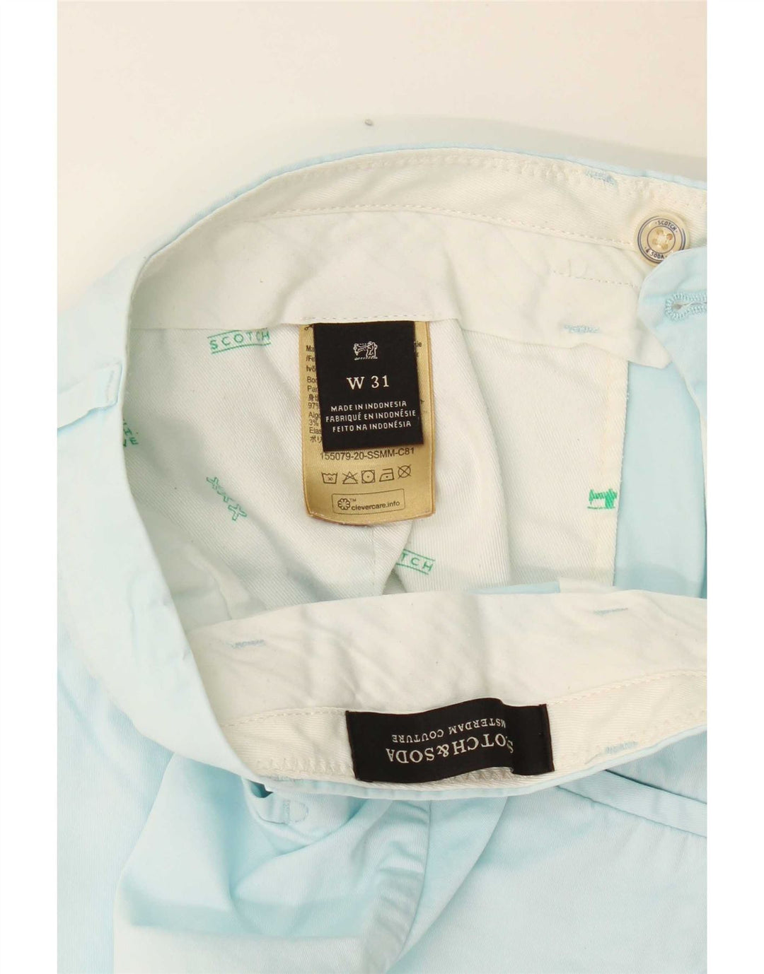 Scotch & Soda Pantaloni scurți chino pentru bărbați W31, bumbac albastru mediu