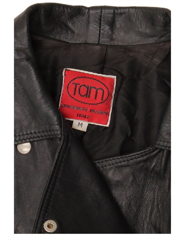 Jachetă de motociclist din piele vintage pentru femei UK 14 Medium Black