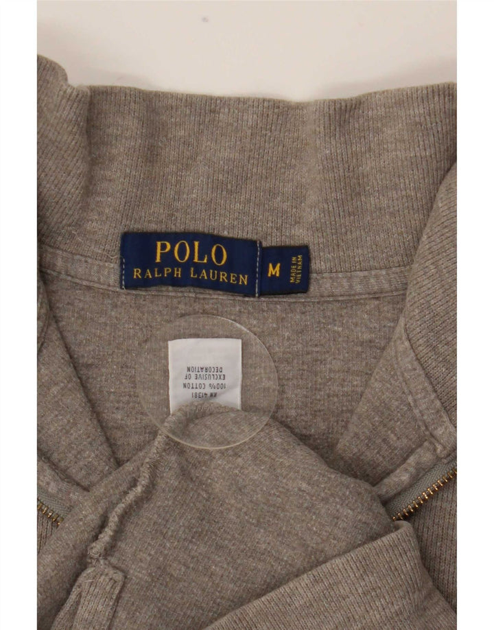 Polo Ralph Lauren Top cu mânecă lungă pentru bărbați, cu fermoar, din bumbac gri mediu