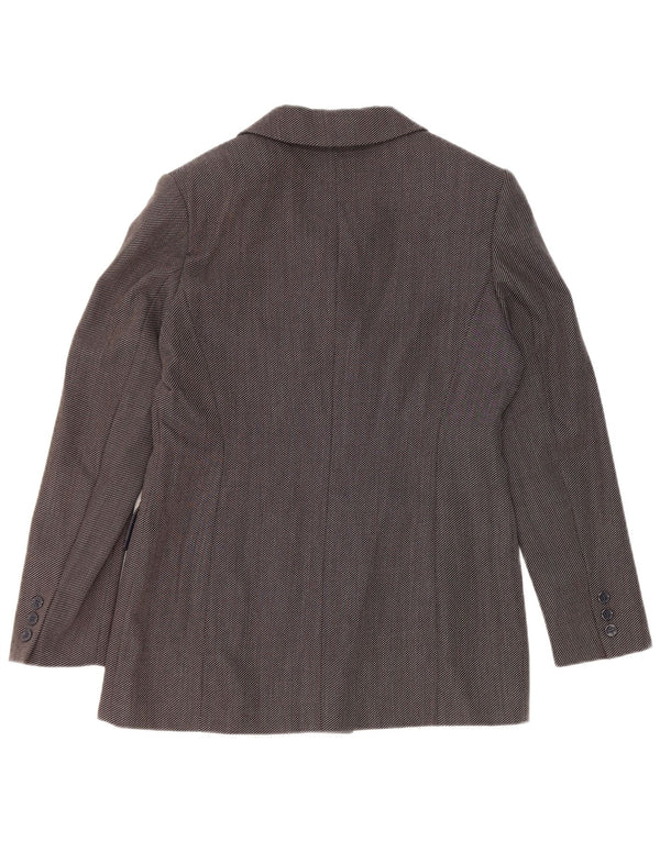 Jachetă Blazer Femei Caractere Dublu Breasted UK 12 Gri Mediu