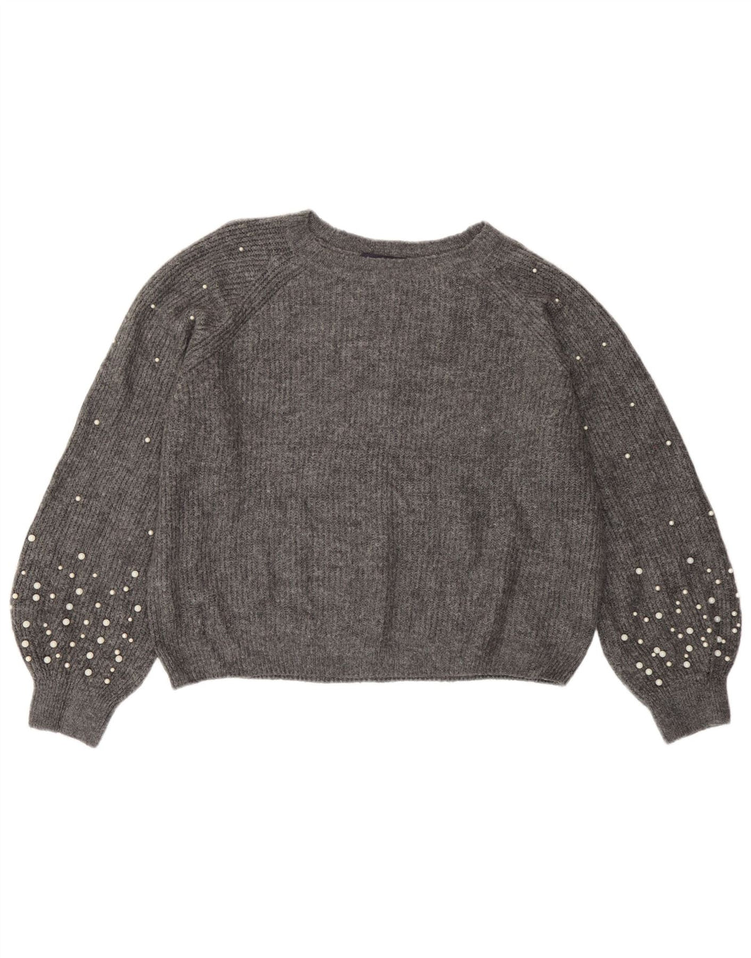 Pulover pentru femei Marks & Spencer cu gât de barcă UK 14 Medium Gri Pete