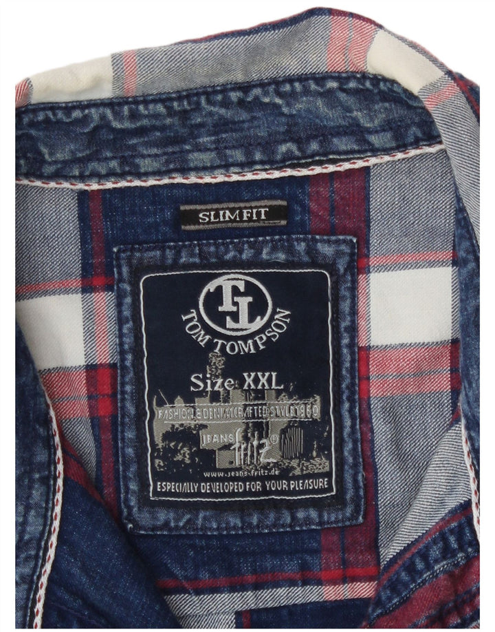 Cămașă pentru bărbați Tom Tompson Slim Fit 2XL, bumbac cu carouri bleumarin