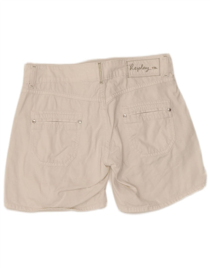 Pantaloni scurti casual pentru femei Replay W30 Medium White