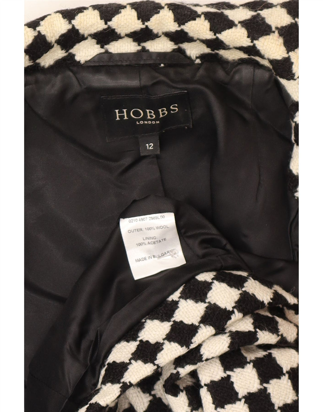 Jachetă Bolero Hobbs pentru femei cu mâneci 3/4 UK 12 Lână geometrică medie neagră
