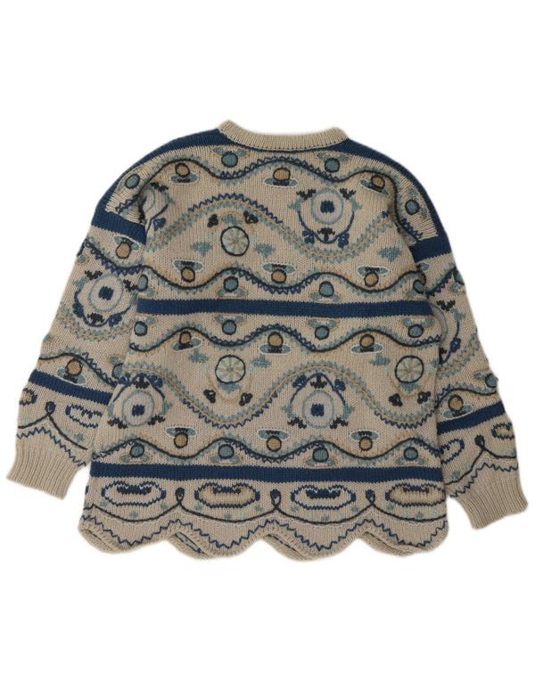 Pulover pentru damă Stefanel cu gât de barcă UK 16 mare, bej, geometric
