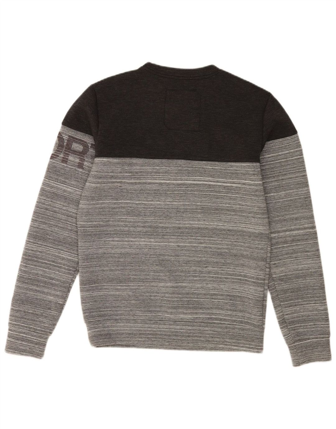 Pulover grafic Superdry pentru bărbați, poliester cu dungi mici, gri