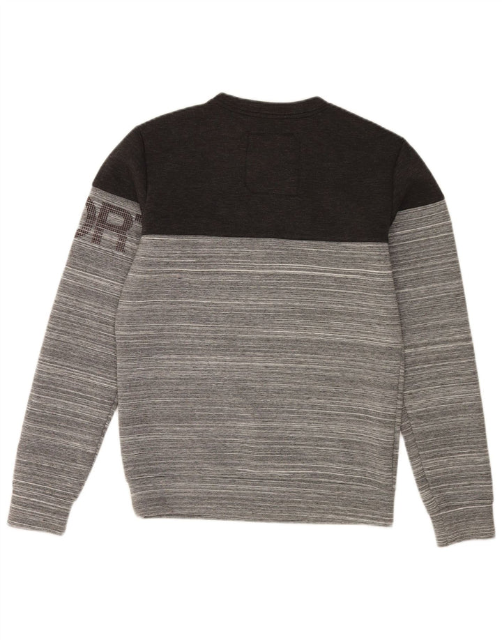 Pulover grafic Superdry pentru bărbați, poliester cu dungi mici, gri