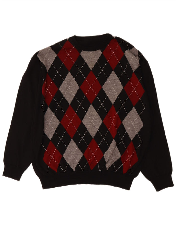 Pulover vintage pentru bărbați cu gâtul turnat, mare, multicolor Argyle/Diamond