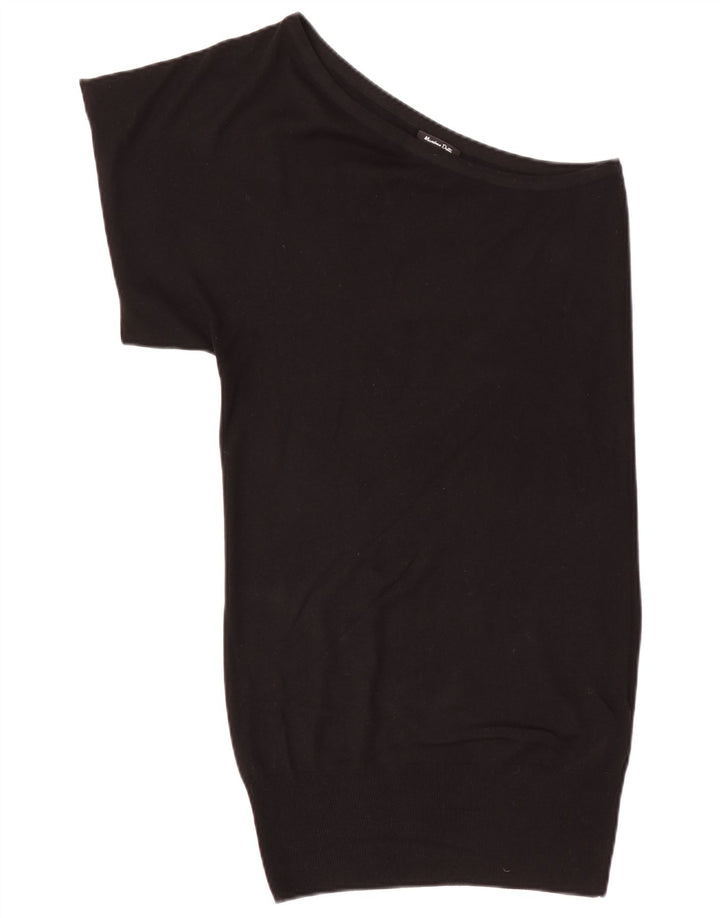 Massimo Dutti Rochie Jumper pentru Femei cu un singur umăr UK 12 Mătase medie neagră
