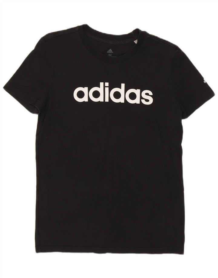 Tricou grafic ADIDAS pentru femei, Marea Britanie 12/14, bumbac mediu negru