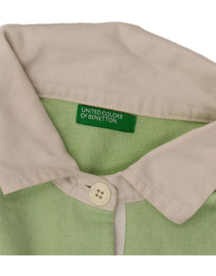 BENETTON Tricou polo pentru femei UK 16, mare, verde, bumbac color bloc
