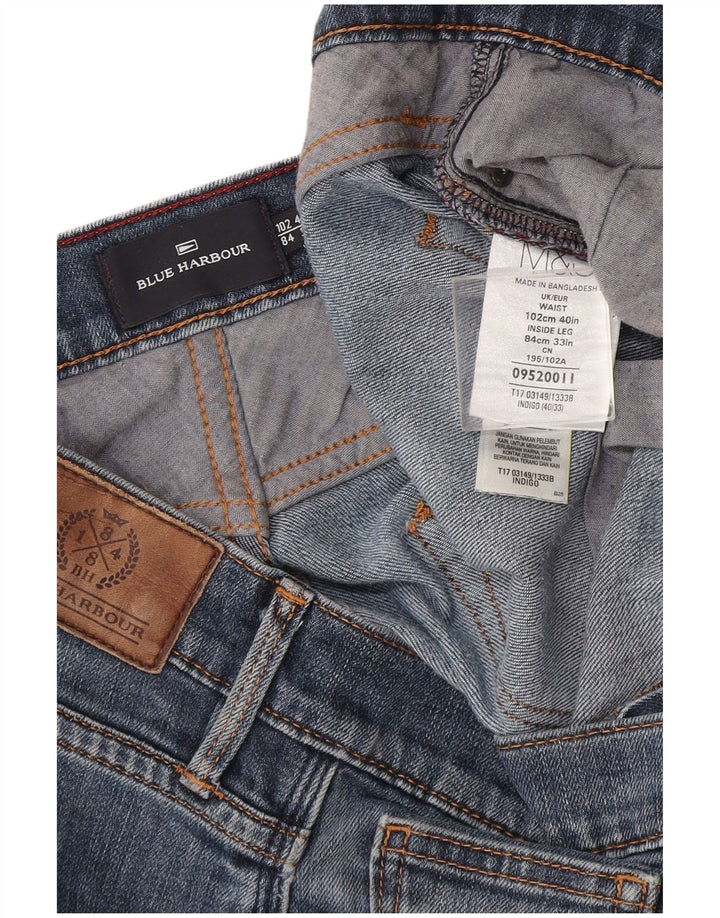Blugi drepti pentru bărbați Marks & Spencer Blue Harbour W40 L33 Bumbac albastru