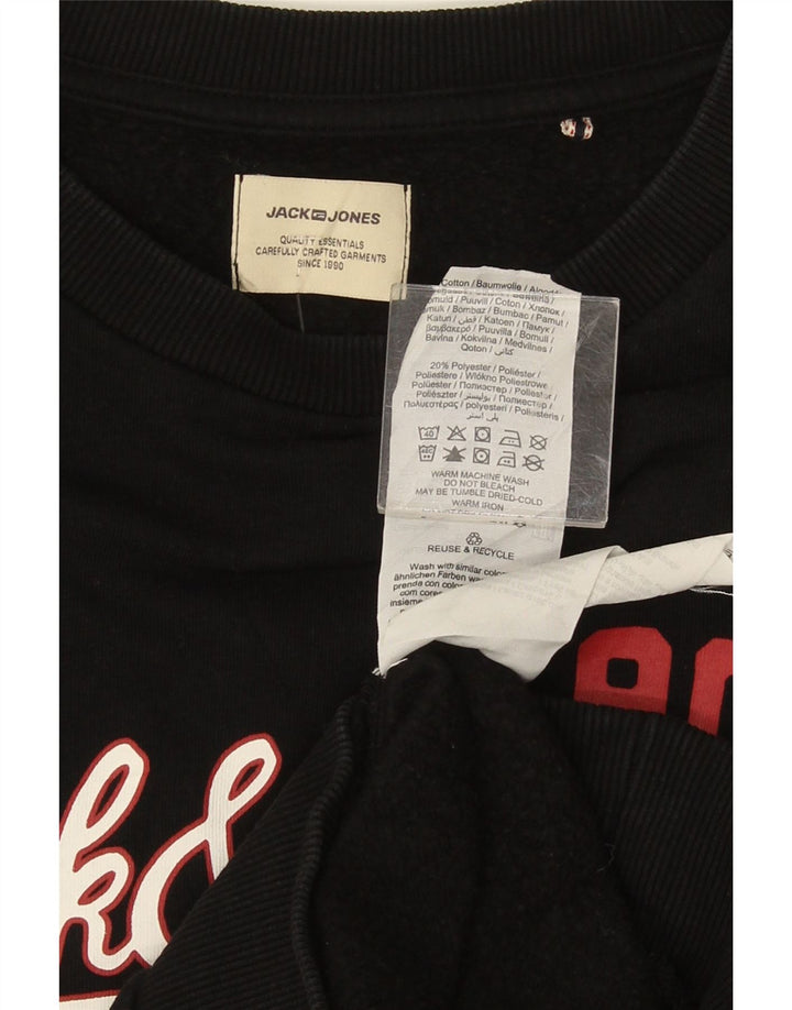 Pulover cu grafic pentru bărbați Jack & Jones, bumbac mare, negru