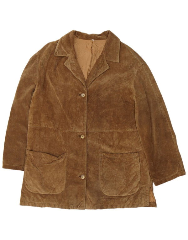 Jachetă vintage de piele de căprioară pentru femei, UK 14, maro mediu