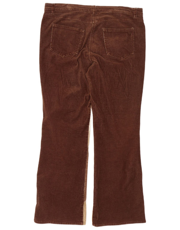 Pantaloni vintage din velur bootcut pentru femei UK 18 XL W38 L30 maro color block