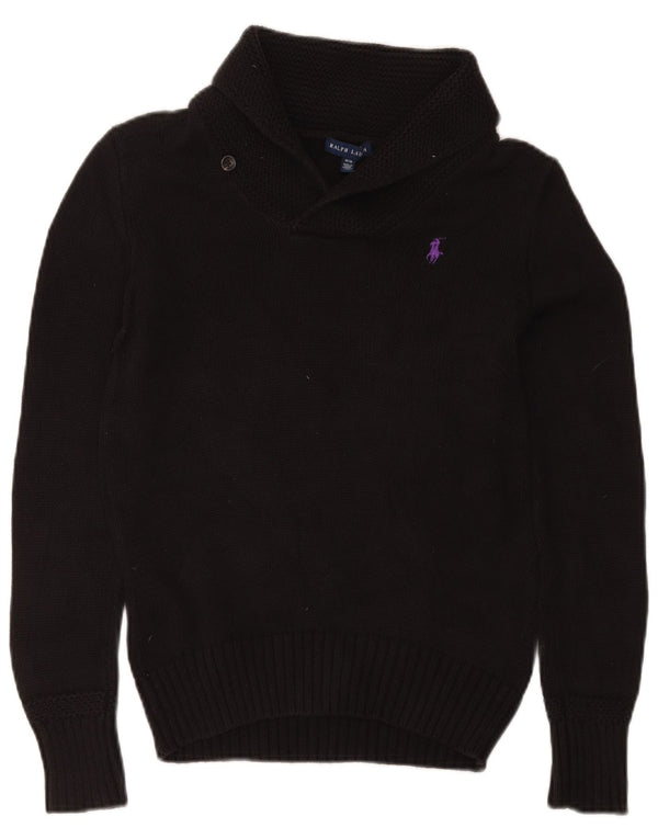 Pulover pentru femei Ralph Lauren cu gât șal, bumbac mediu negru UK 12