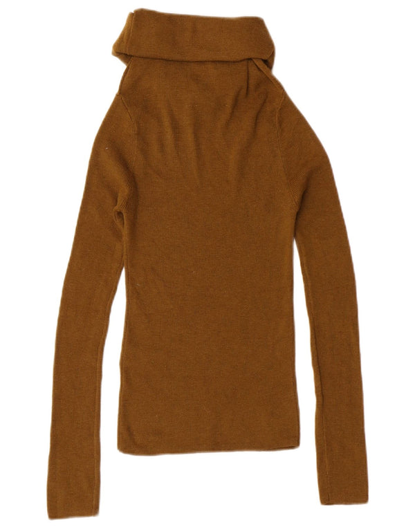 Pulover pentru femei Zara cu gât rulat UK 4 XS Kaki Poliester