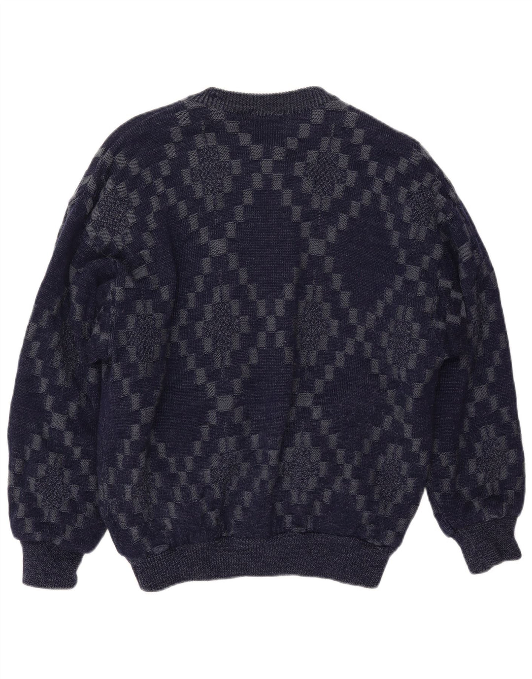 Pulover cardigan pentru bărbați VINTAGE, mare, din viscoză geometrică, albastru