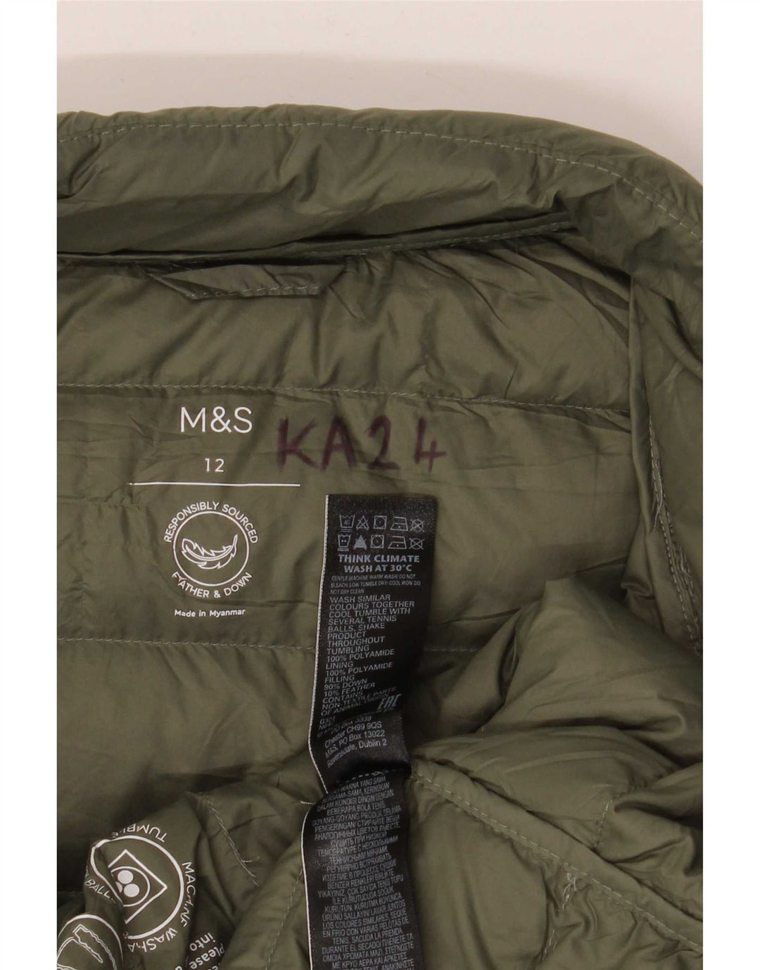 Jachetă căptușită pentru femei Marks & Spencer UK 12 Poliamidă verde medie