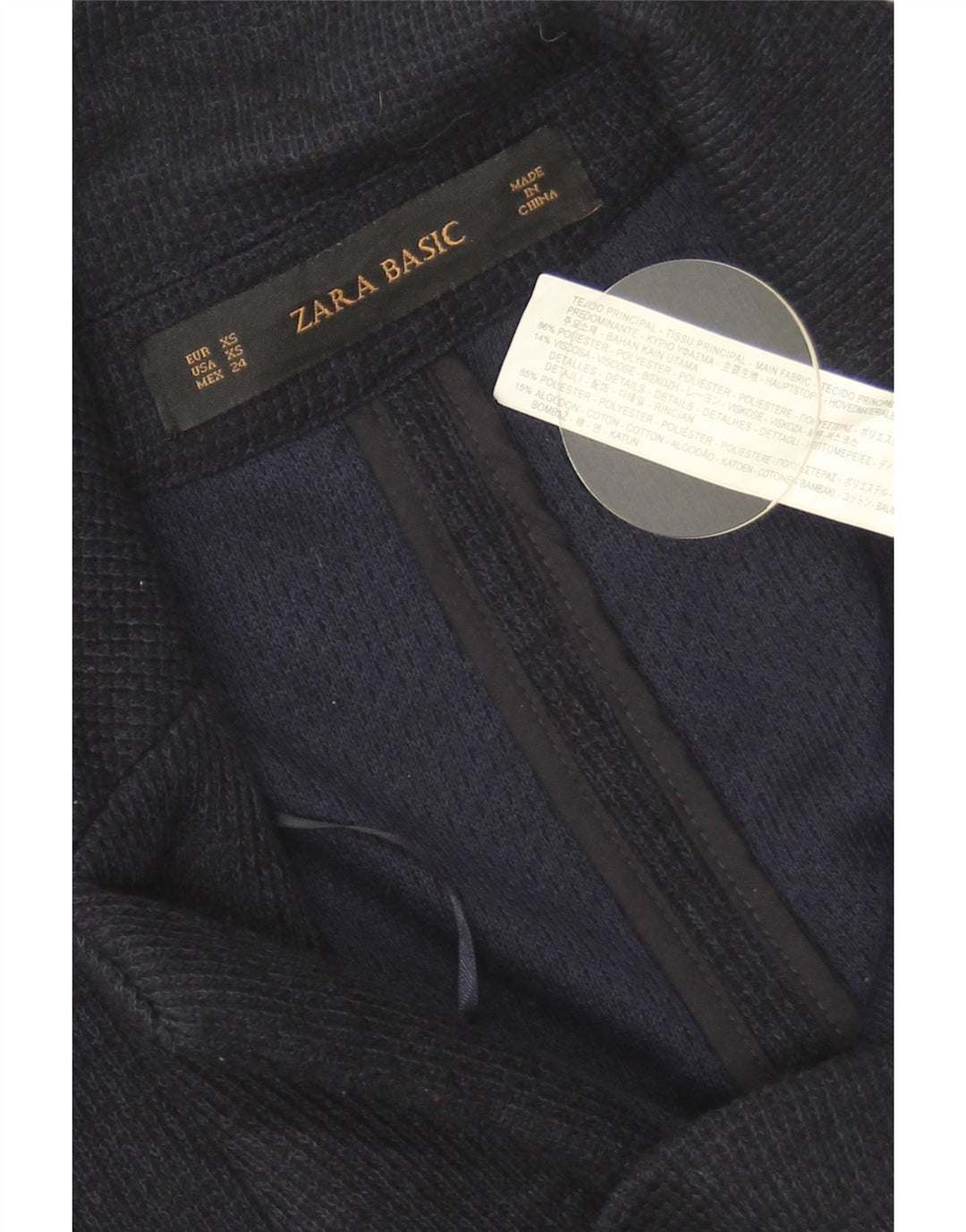 Jachetă pentru femei Zara, supradimensionată, cu 1 buton, UK 6 XS, poliester bleumarin