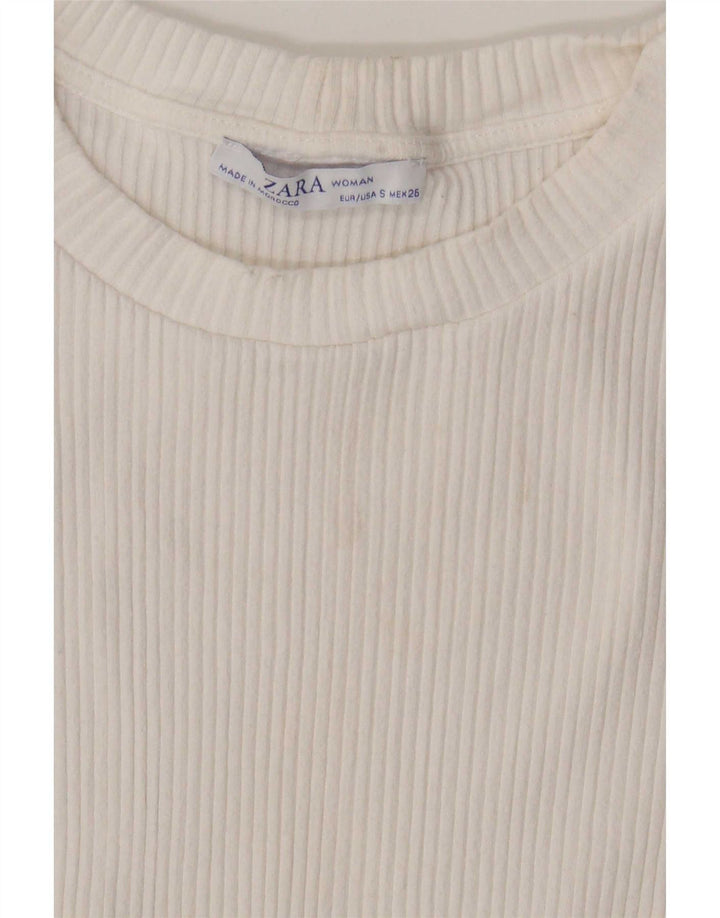 Bluză Crop Top Femei Zara UK 8 Small White Viscose