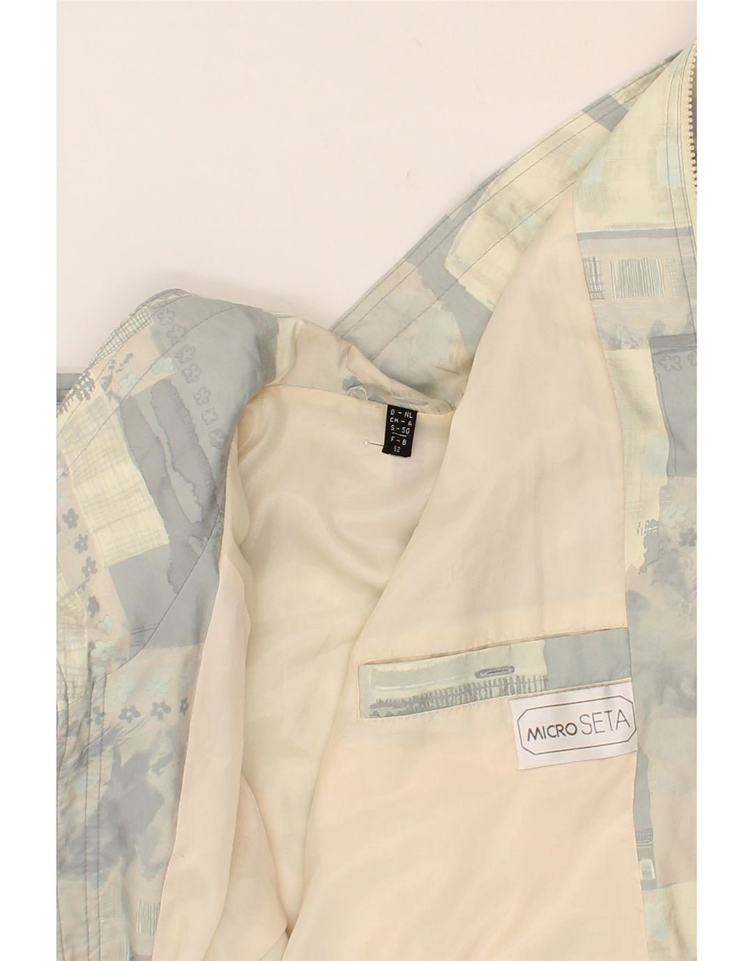 VINTAGE Womens Abstract Pattern Utility Jacket Size 52 4XL Blue Silk Vintage Vintage and Second-Hand Vintage from Messina Hembry 