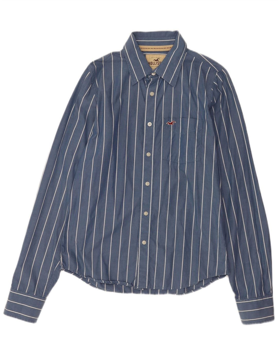 Cămașă Hollister pentru bărbați, bumbac cu dungi mari, albastre