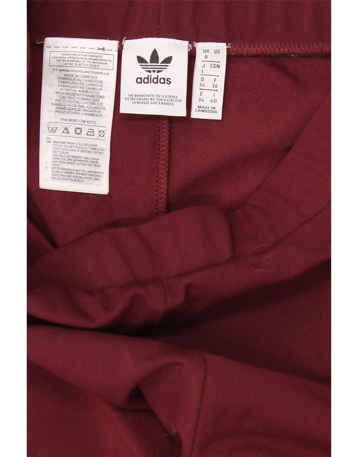 ADIDAS Womens Graphic Leggings UK 8 Small  Burgundy Polyester Vintage Adidas and Second-Hand Adidas from Messina Hembry 