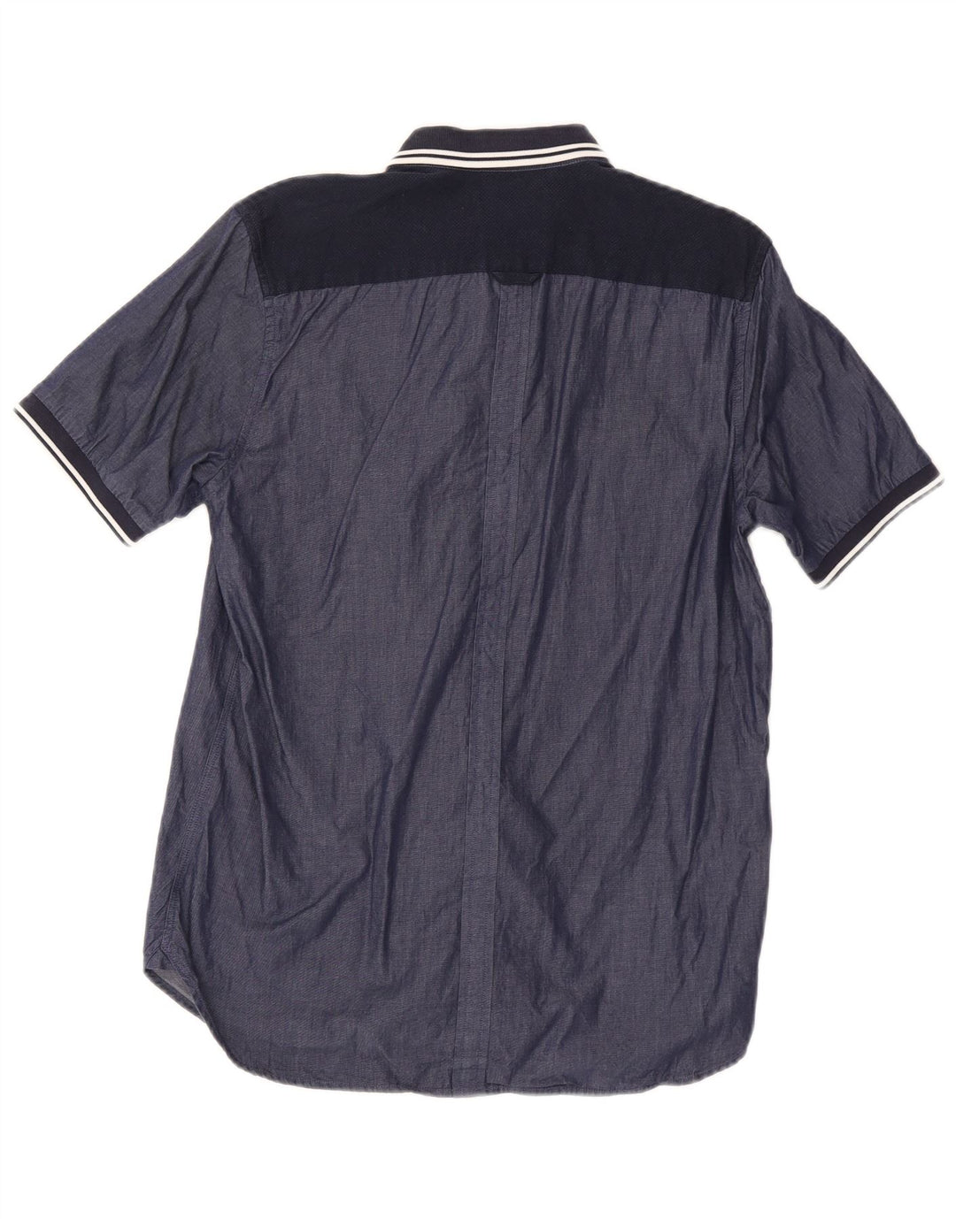 Cămașă cu mânecă scurtă Fred Perry pentru bărbați, bumbac cu dungi albastru bleumarin mediu