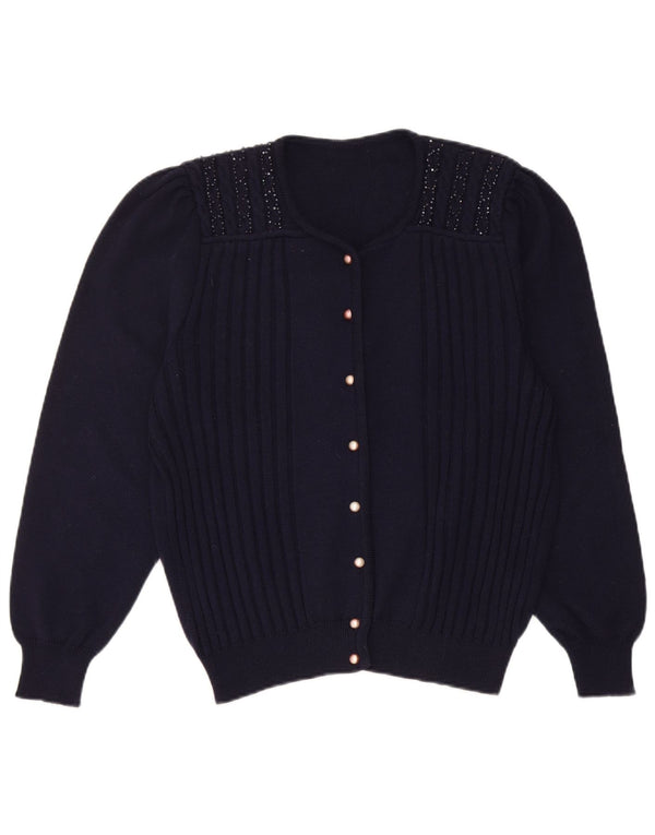 Pulover Cardigan Vintage pentru Damă UK 14 Medium Bleumarin