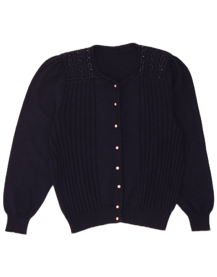 Pulover Cardigan Vintage pentru Damă UK 14 Medium Bleumarin