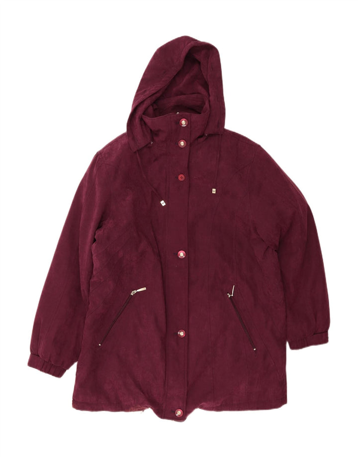 VINTAGE Womens Oversized Hooded Windbreaker Jacket UK 18 XL Maroon Vintage Vintage and Second-Hand Vintage from Messina Hembry 