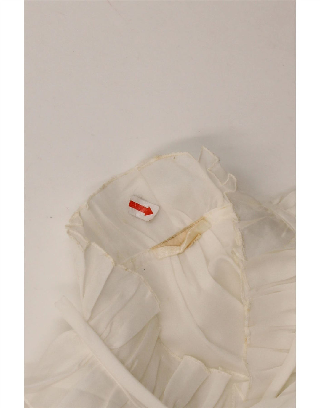 Bluză pentru femei VINTAGE cămașă cu volane în față UK 16, mare, albă