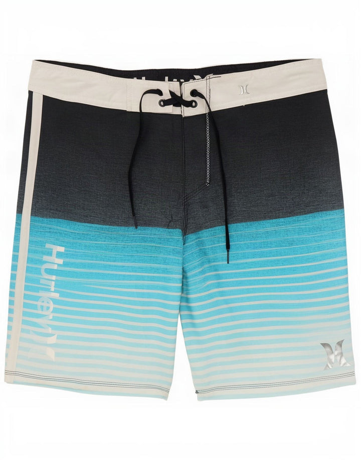Pantaloni scurți de înot grafic pentru bărbați Hurley, poliester cu dungi albastre medii