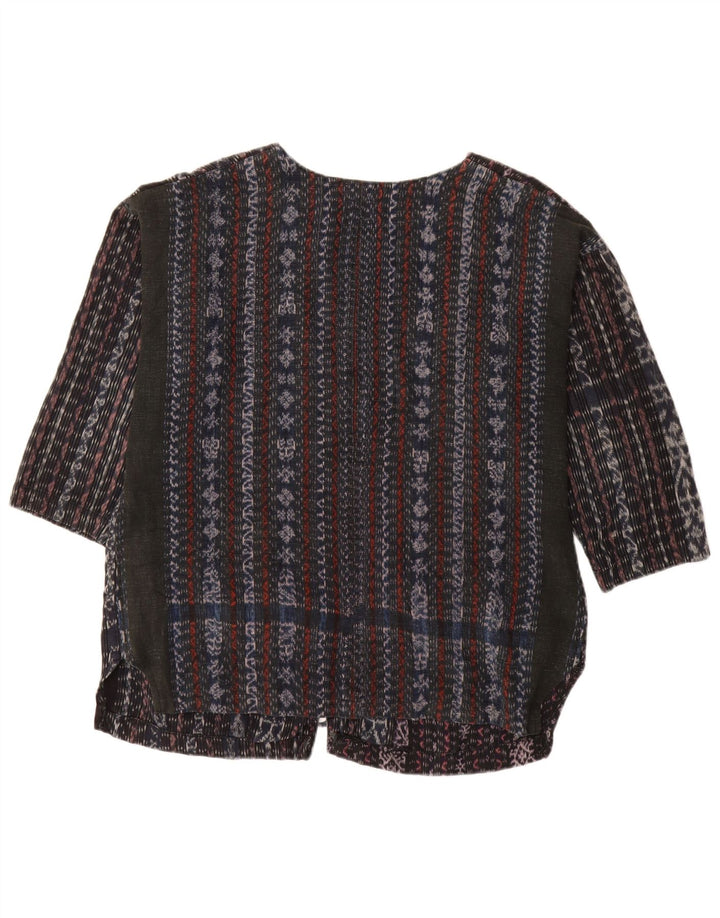 Bluză cămașă pentru femei VINTAGE cu mâneci 3/4 UK 18 XL cu dungi negre