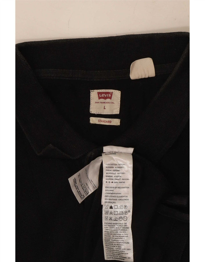 Tricou polo standard pentru bărbați Levi's, mare, negru, bumbac
