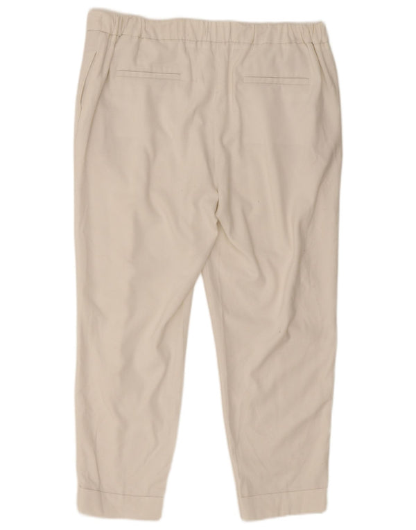 Pantaloni tăiați conici pentru femei Marks & Spencer UK16 Large W34 L25 Alb