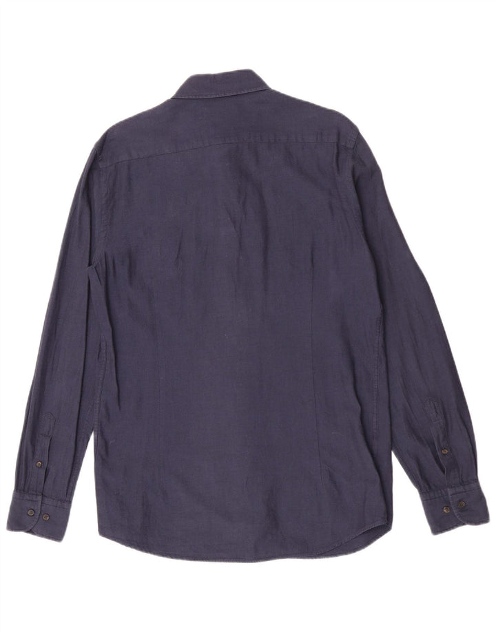 Cămașă Massimo Dutti pentru bărbați, bumbac, albastru bleumarin mediu