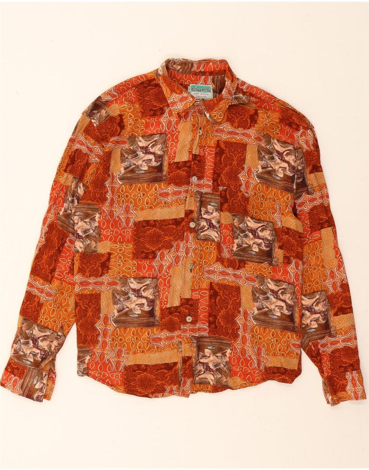 VINTAGE Mens Shirt Small Maroon Patchwork Rayon Vintage Vintage and Second-Hand Vintage from Messina Hembry 