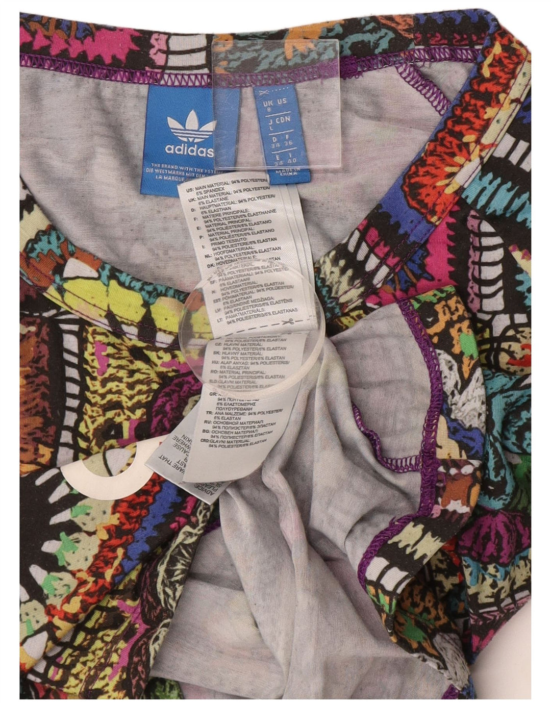 Top grafic ADIDAS pentru femei cu mânecă lungă UK 8, mic, multicolor, patchwork