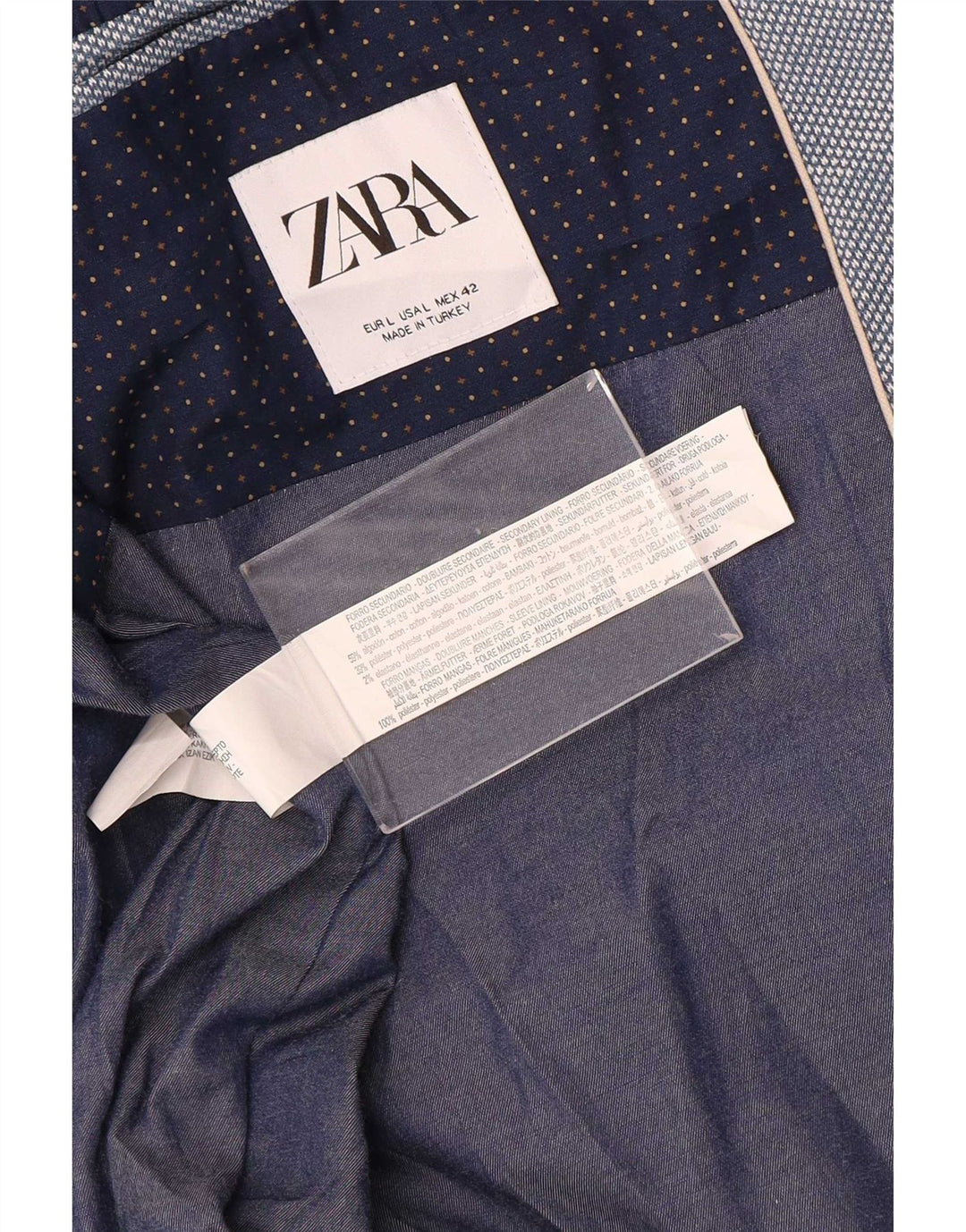 Blazer pentru bărbați Zara, cu 2 nasturi, UK 40, mare, albastru, bumbac