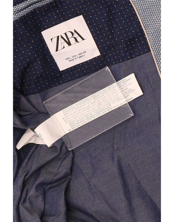 Blazer pentru bărbați Zara, cu 2 nasturi, UK 40, mare, albastru, bumbac