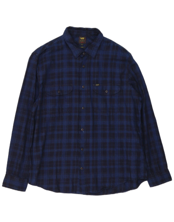 Cămașă de flanel pentru bărbați Indigo, XL, cu carouri, albastru bleumarin